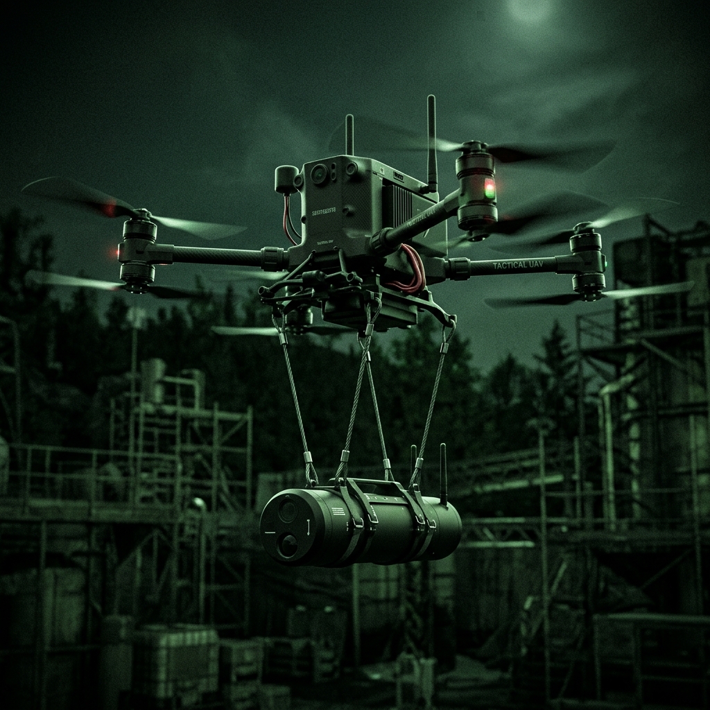 Cheap drone carrying a bomb — virtual twin scan